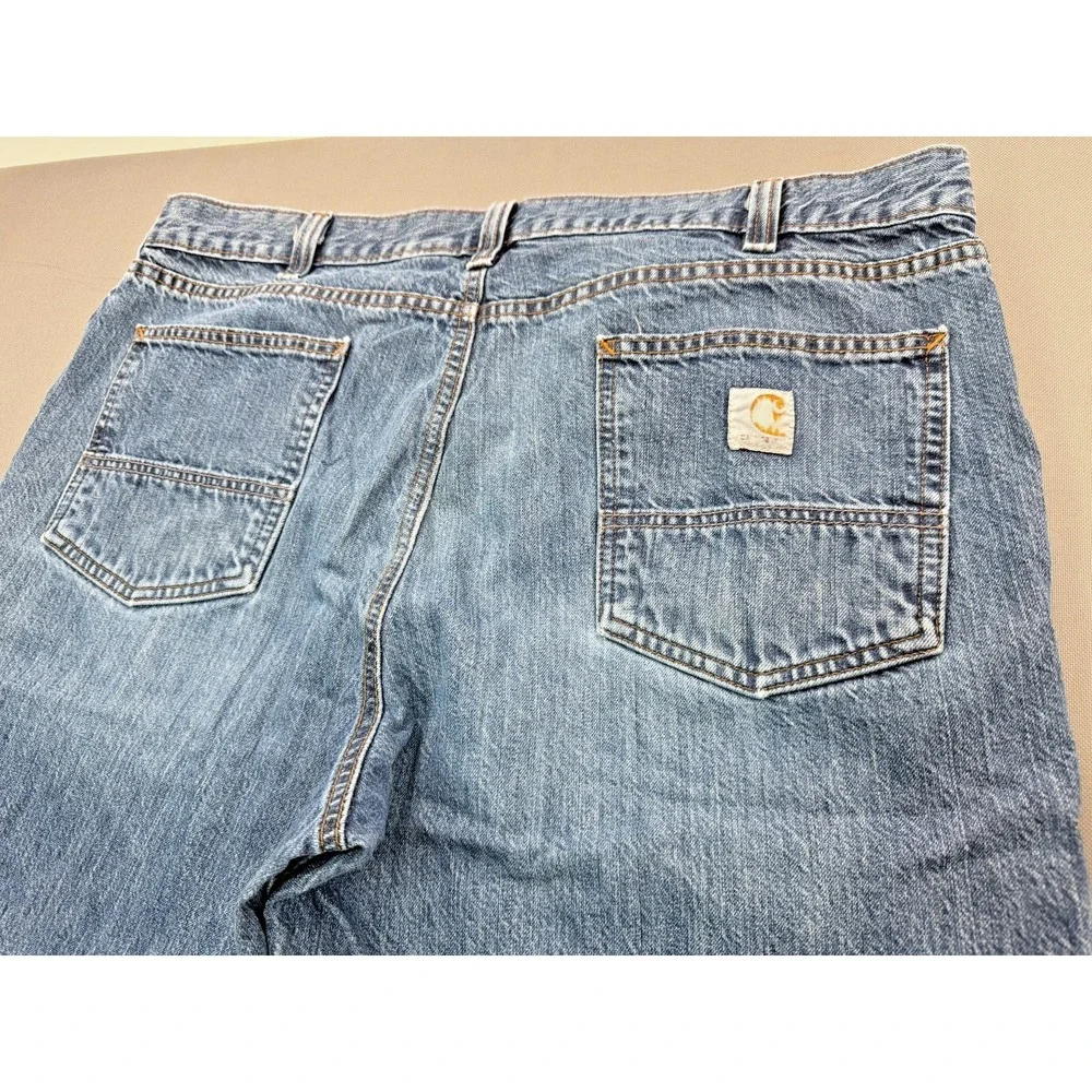 Carhartt Men's Relaxed Fit Jeans Medium Wash Blue Denim Work Pants | 40x30